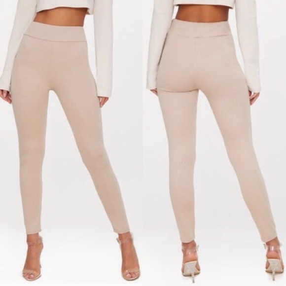 PrettyLittleThing Pants - PLT Stone Ponte High Waisted Leggings 0
